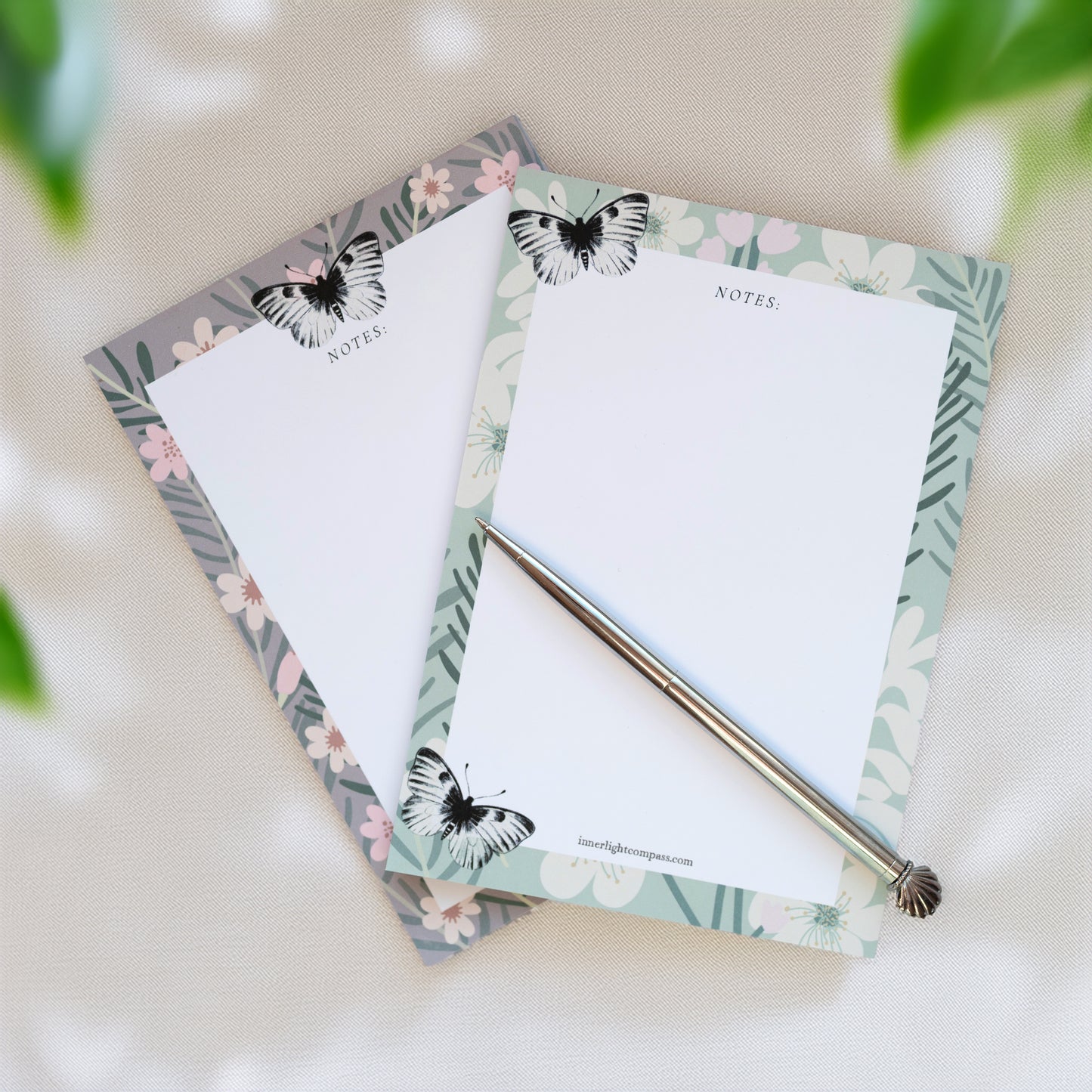 Butterfly Floral Taupe Notepad