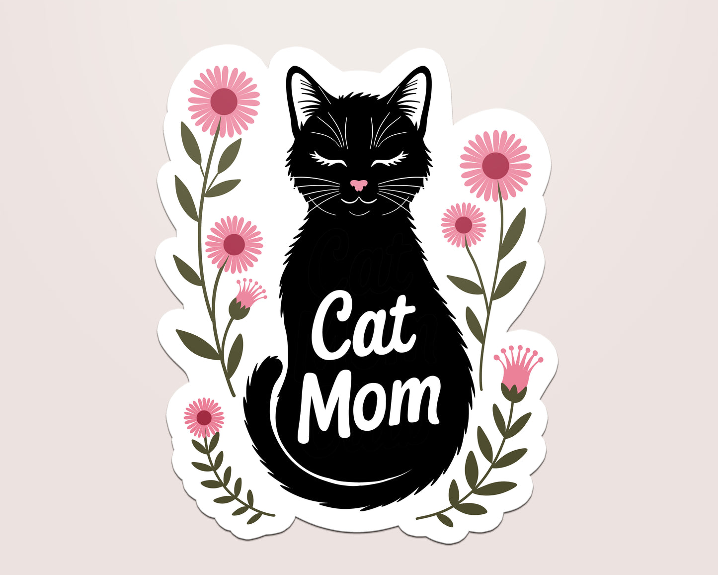 Cat Mom Daisies Vinyl Sticker