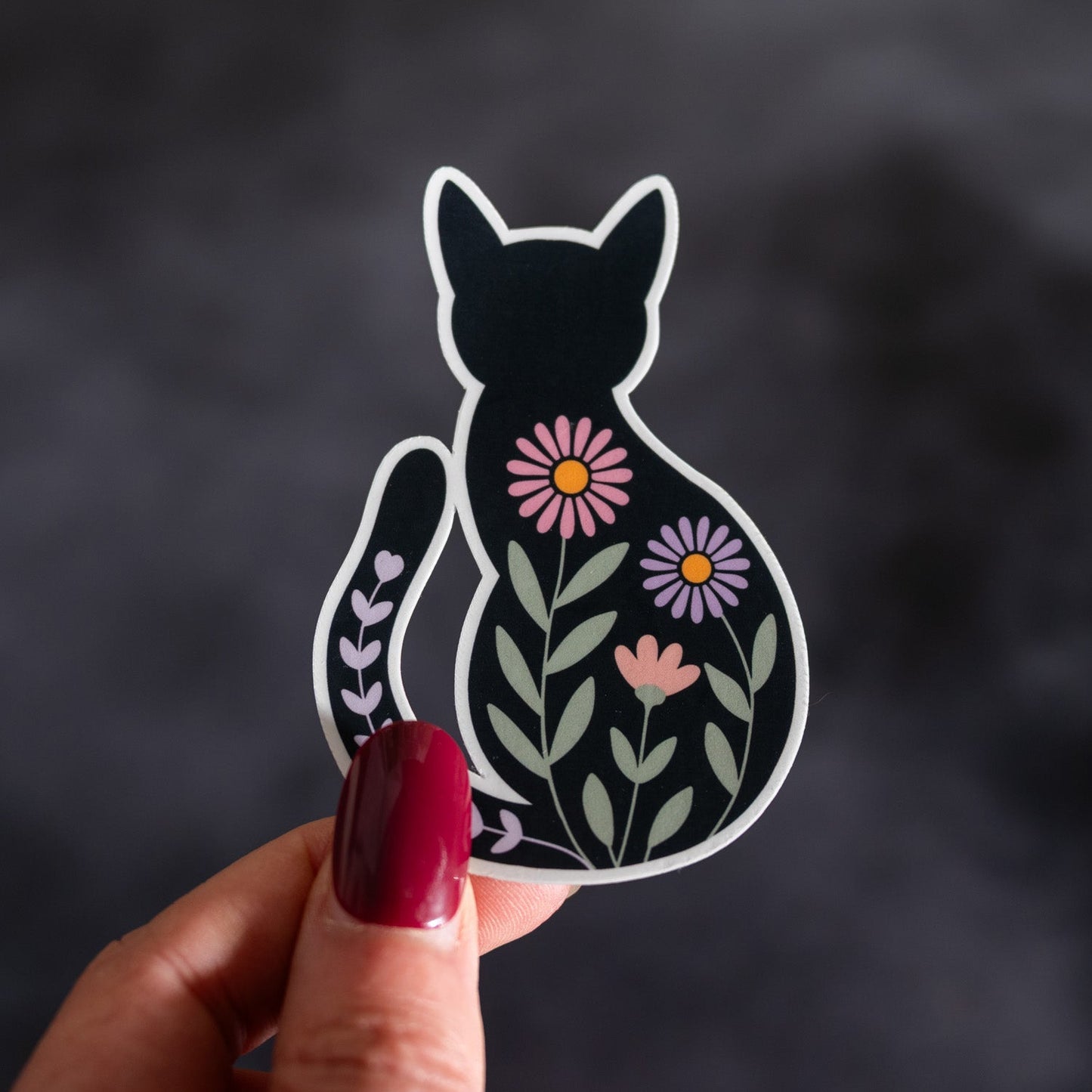 Wildflower Cat Vinyl Sticker