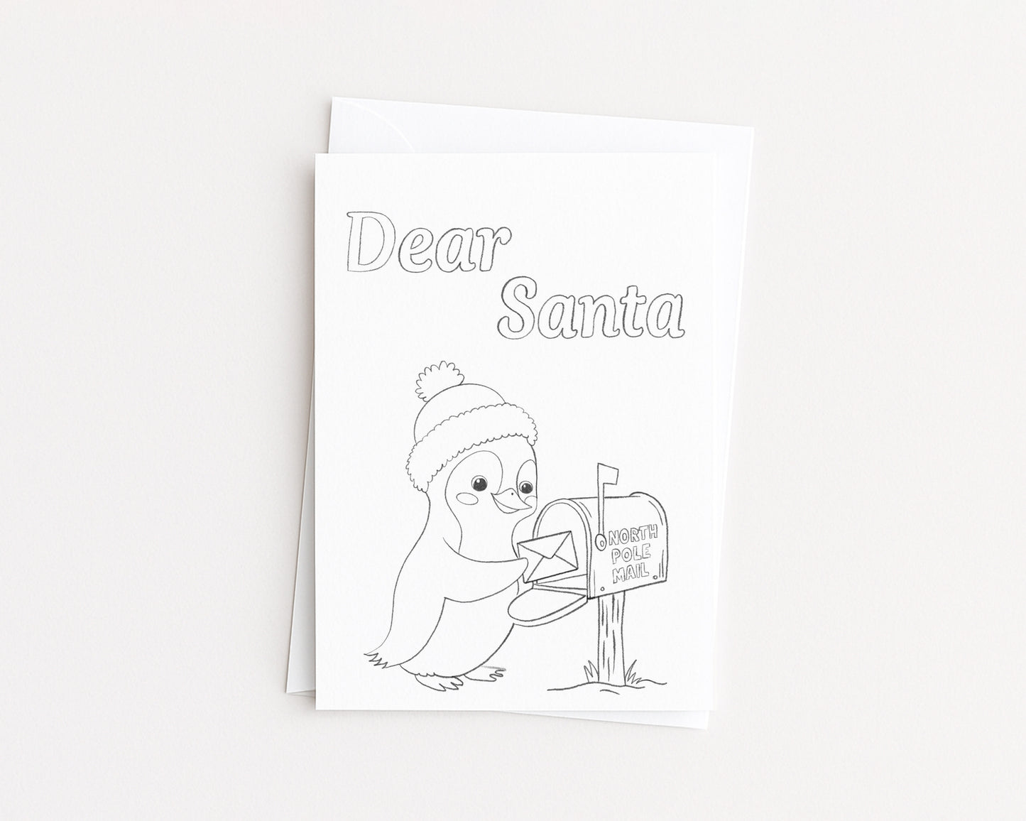 Penguin North Pole Mail, Color Your Own Christmas Card