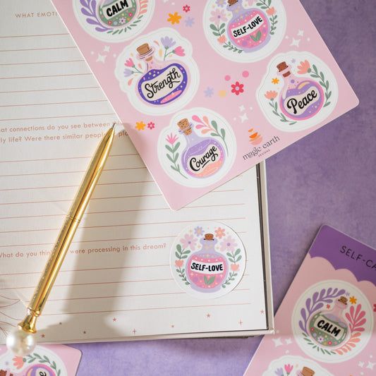 Self-Care Potion Bottles Sticker Sheet