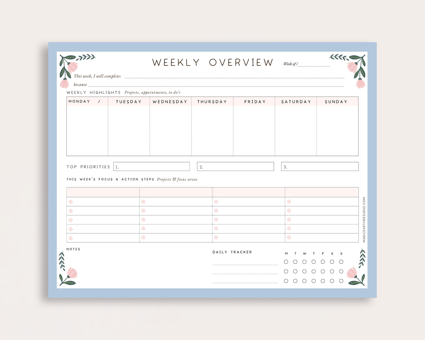 Weekly Overview Planner Desk Pad