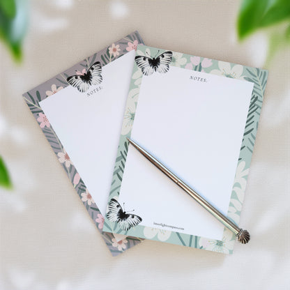Butterfly Floral Taupe Notepad