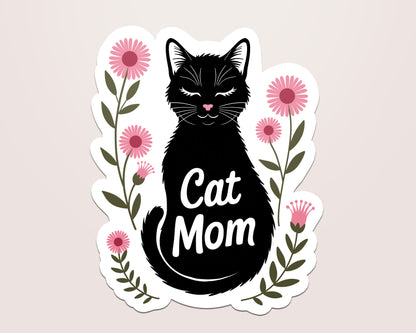 Cat Mom Daisies Vinyl Sticker