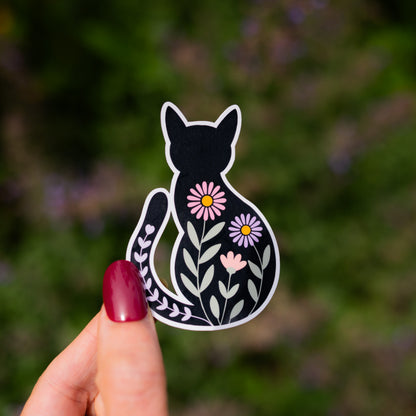 Wildflower Cat Vinyl Sticker