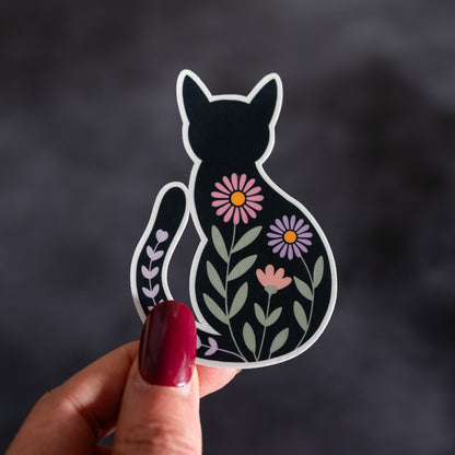 Wildflower Cat Vinyl Sticker