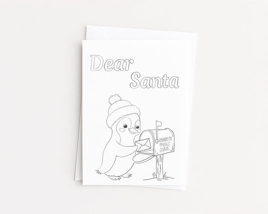 Penguin North Pole Mail, Color Your Own Christmas Card