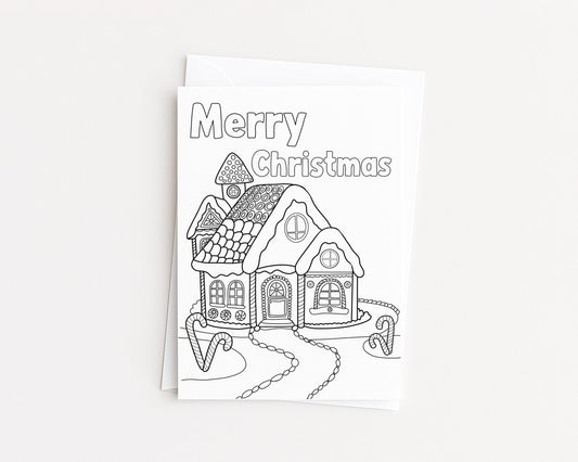 Gingerbread House Holiday Coloring Card