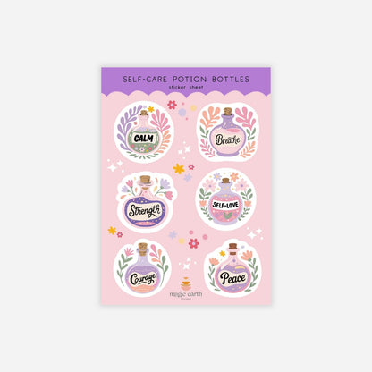 Self-Care Potion Bottles Sticker Sheet