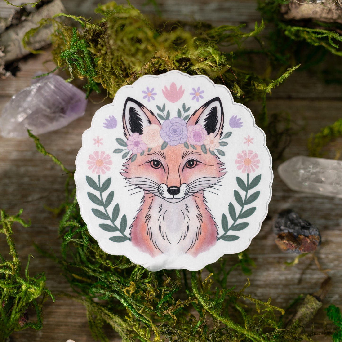 Floral Fox Vinyl Sticker
