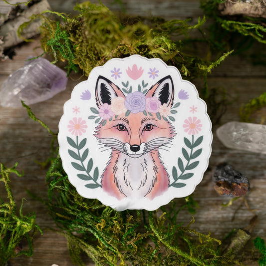 Floral Fox Vinyl Sticker