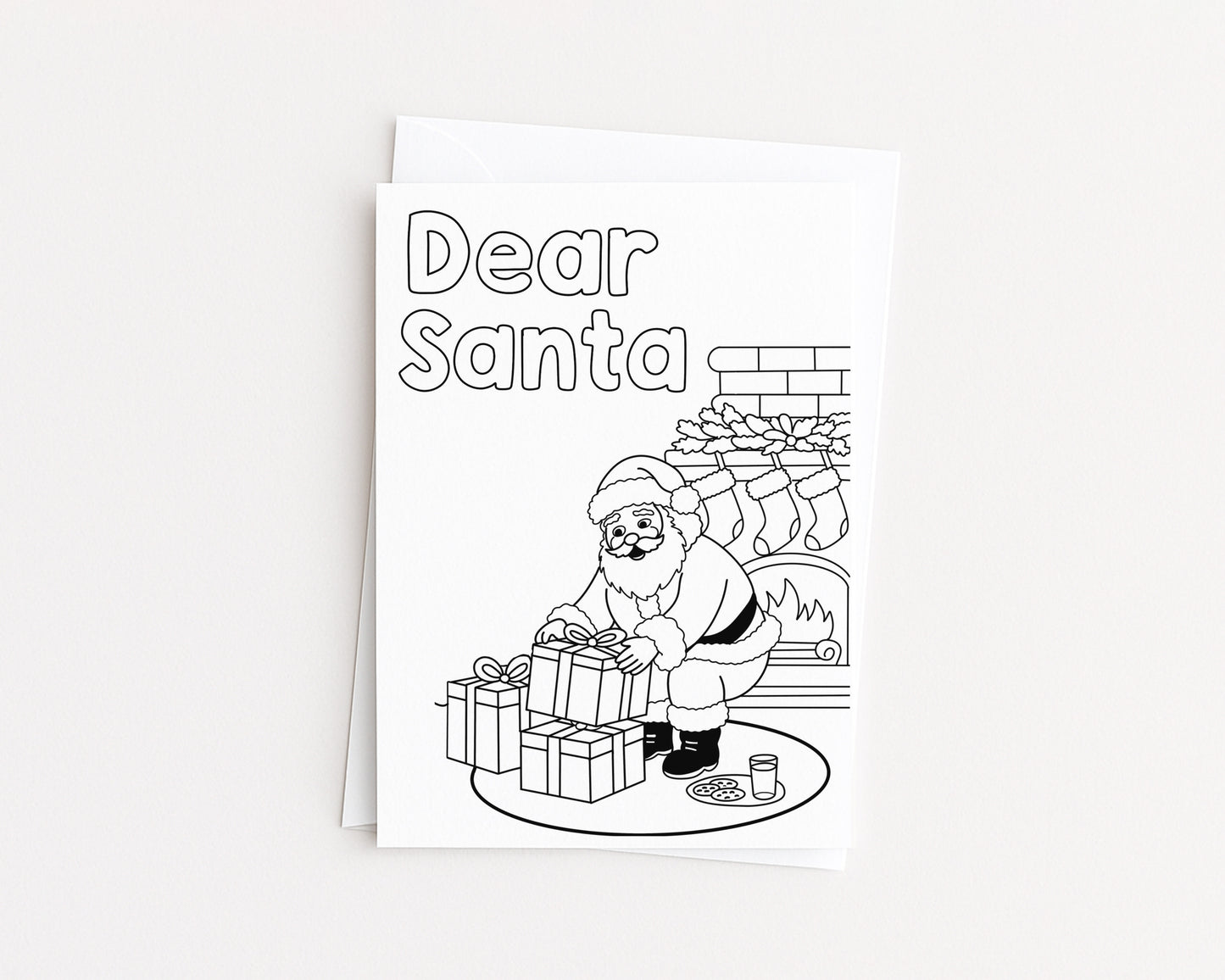 Santa with Presents Coloring Card
