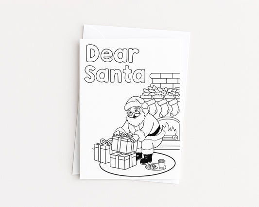 Santa with Presents Coloring Card