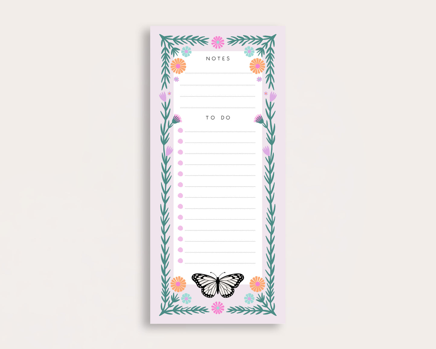 Butterfly Notes & To Do Tall Notepad