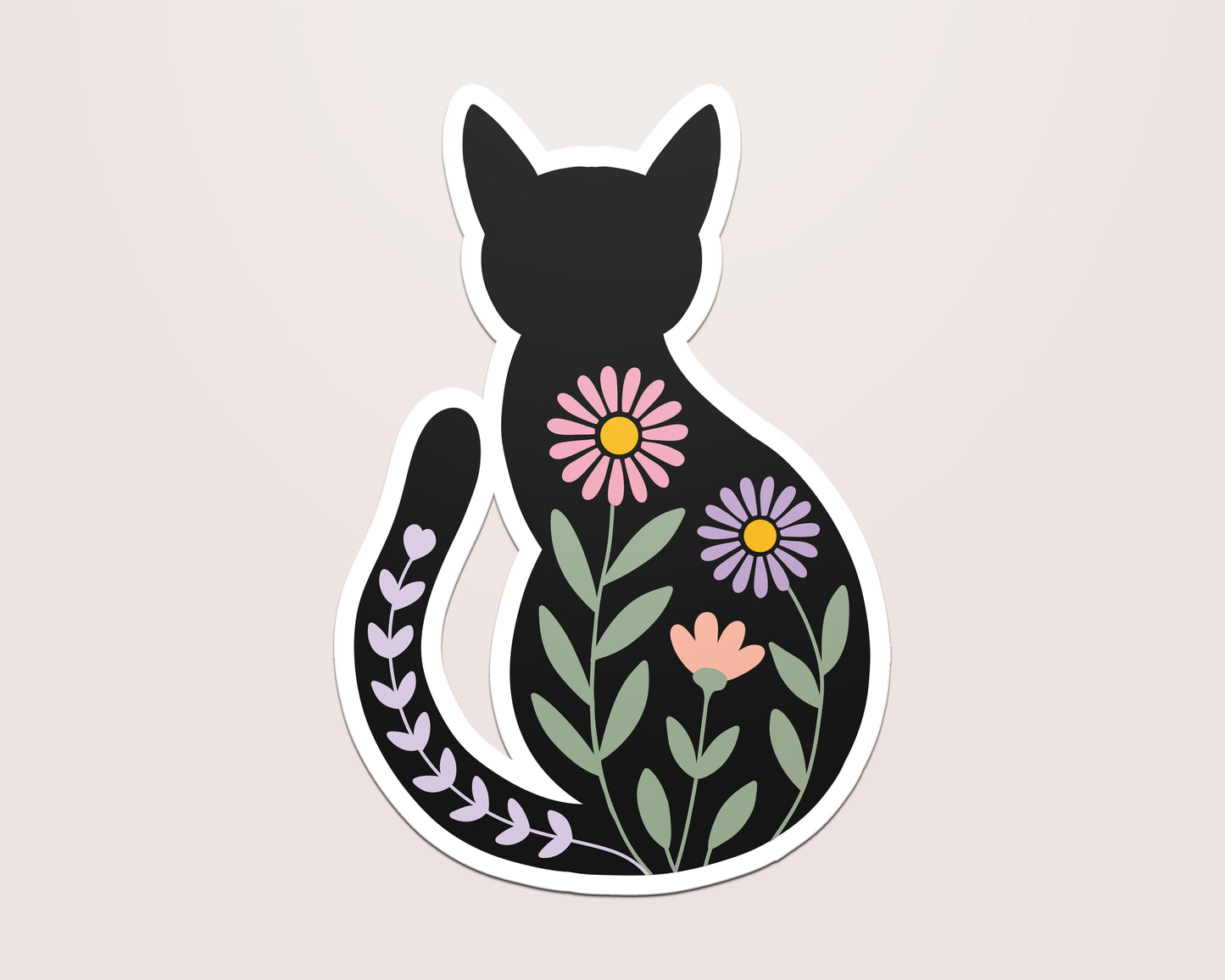 Wildflower Cat Vinyl Sticker