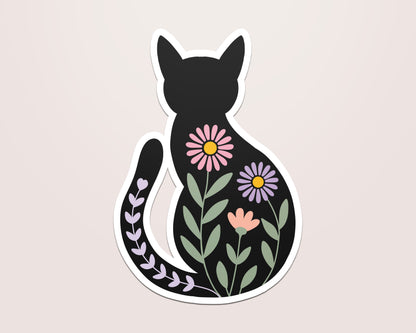Wildflower Cat Vinyl Sticker