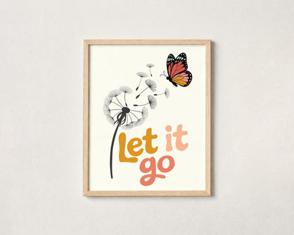 Let It Go Butterfly & Dandelion Fine Art Print