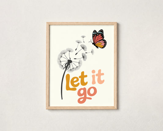 Let It Go Butterfly & Dandelion Fine Art Print