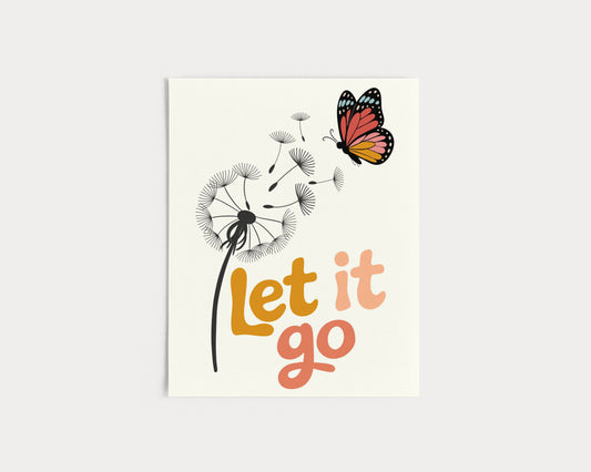 Let It Go Butterfly & Dandelion Fine Art Print